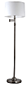 Adesso Simplee Aaron Swing Arm Floor Lamp, 57-2/5”H, White Textured Linen Shade/Antique Pewter Base