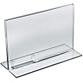 Azar Displays Double-Foot Acrylic Sign Holders With Attached Business Card Pockets, 8 1/2" x 11", Clear, Pack Of 10