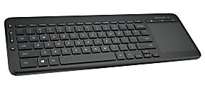 Microsoft® Wireless All-In-One Media Keyboard, 14-15/16"L x 5-5/8"W x 1/5"D, Black, N9Z-00001