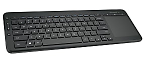 Microsoft® Wireless All-In-One Media Keyboard, 14-15/16"L x 5-5/8"W x 1/5"D, Black, N9Z-00001 1 thumbnail image