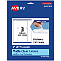 Avery® Permanent Labels With Sure Feed®, 94213-CMF50, Rectangle, 3" x 5", Matte Clear, Pack Of 150 1 thumbnail image