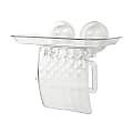 Mind Reader Toilet Paper Holder With Phone Bed Tray, 6 11/16"H x 8 5/16"W x 5 1/8"D, Clear