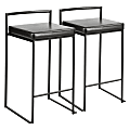 LumiSource Fuji Stacker Counter Stools, Black Seat/Black Frame, Set of 2 Stools