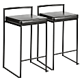 LumiSource Fuji Stacker Counter Stools, Black Seat/Black Frame, Set of 2 Stools 1 thumbnail image
