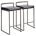 LumiSource Fuji Stacker Counter Stools, Black Seat/Antique Frame, Set of 2 Stools 1 thumbnail image
