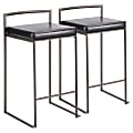 LumiSource Fuji Stacker Counter Stools, Black Seat/Antique Frame, Set of 2 Stools