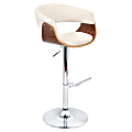 Lumisource Vintage Adjustable Bar Stool, Cream/Chrome/Walnut