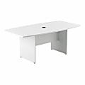 Bush Business Furniture 72"W x 36"D Boat-Shaped Conference Table With Wood Base, White, Standard Delivery