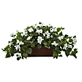 Nearly Natural Bougainvillea 18”H Artificial Plant With Decorative Planter, 18”H x 40”W x 22”D, White/Brown