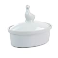 Martha Stewart Ceramic Oval Goose Container With Lid, 2”H x 4-1/4”W x 5-3/4”D, White