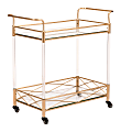 Zuo Modern Lucite 2-Shelf Steel Bar Cart, Gold