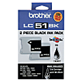 Brother® LC51 Black Ink Cartridges, Pack Of 2, LC512PKS 1 thumbnail image