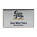 Custom Printed Full Color Metal Rectangle Name Badge/Tag, 2" x 3-1/2", Silver