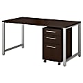 Bush Business Furniture 400 Series Table Desk With 3 Drawer Mobile File Cabinet, 60"W x 30"D, Mocha Cherry, Standard Delivery 1 thumbnail image