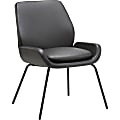 Lorell U-Shaped Seat Guest Chair - Bonded Leather Seat - Bonded Leather Back - Black - 1 Each