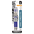 Zebra® Pen G-301® Retractable Gel Pens, Pack Of 2, Medium Point, 0.7 mm, Silver Barrel, Blue Ink