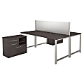 Bush Business Furniture 400 Series 2-Person Workstation With Table Desks And Storage, 72"W x 30"D, Storm Gray, Standard Delivery
