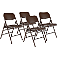 National Public Seating 300 Series Steel Folding Chairs, Brown, Set Of 4 Chairs