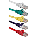 QVS Cat.5e Patch Network Cable - First End: 1 x RJ-45 Male Network - Second End: 1 x RJ-45 Male Network - Patch Cable - White, Red, Yellow, Purple, Green - 5 Pack