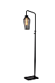 Adesso® Belfry Floor Lamp, 62”H, Smoke Shade/Black Base