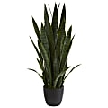 Nearly Natural Sansevieria 38" Artificial Plant With Pot, Green/Black