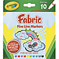 Crayola® Bright Fabric Markers, Set Of 10, Fine Point, Assorted Colors