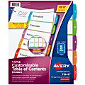 Avery® Ready Index® 1-5 Tab With Customizable Table Of Contents Binder Dividers, 8-1/2" x 11", 5 Tab, White/Multicolor, 1 Set