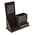 Mind Reader 3-Compartment Desk Organizer With Clock, Black 1 thumbnail image