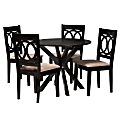 Baxton Studio Sanne Wood 5-Piece Dining Set, Beige/Espresso Brown