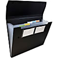 JAM Paper® Plastic 6-Pocket Expanding Folder, 1-1/2" Expansion, 9" x 13", Black
