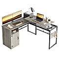 Bestier 60" L Shaped Standing Desk with Storage Cabinet, Adjustable Height Corner Desk for Home Office, Dual Monitor Gaming Workstation, Gray Wash 1 thumbnail image