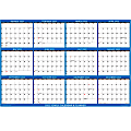SwiftGlimpse Erasable Yearly Wall Calendar, 36" x 54", Navy, January to December 2022