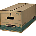Bankers Box® Stor/File™ 100% Recycled Boxes With Lids, 15" x 24" x 10", Kraft/Green, Case Of 12