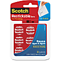 Scotch Restickable Clear Mounting Tabs - 0.88" Width x 1" Length - Removable, Reusable, Photo-safe, Stain Resistant, Double-sided - 18 / Pack - Clear 1 thumbnail image