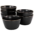 Elama Paul 6-Piece Stoneware Bowl Set, Matte Black/Gold 1 thumbnail image