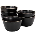 Elama Paul 6-Piece Stoneware Bowl Set, Matte Black/Gold