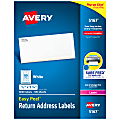 Avery® Easy Peel® Return Address Labels With Sure Feed® Technology, 5167, Rectangle, 1/2" x 1 3/4", White, Box Of 8,000