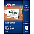 Avery® Printable Note Cards With Envelopes, 4.25" x 5.5", Matte White, 60 Blank Note Cards For Inkjet Printers 1 thumbnail image
