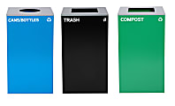 Alpine Industries Stainless-Steel Open Top Cans/Bottles Recycling, Compost And Trash Can Set, 29 Gallons,Black/Blue/Green - ALP4450-BLK-KIT34 1 thumbnail image