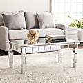 Southern Enterprises Glenview Glam Mirrored Cocktail Table, Rectangular, Matte Silver
