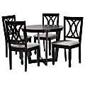 Baxton Studio Aggie Fabric And Finished Wood 5-Piece Dining Set, 29-15/16”H x 35-7/16”W x 35-7/16”D, Gray/Dark Brown 1 thumbnail image