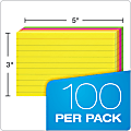 Office Depot Brand Rainbow Index Cards, Ruled, 5 inch x 8 inch, Assorted Colors, Pack of 100