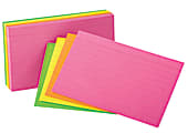Oxford® Glow Index Cards, Assorted Colors, 3" x 5", Pack Of 300