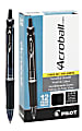 Pilot® Acroball Colors Retractable Advanced Ink Pens, Medium Point, 1.0 mm, Black Barrel, Black Ink, Pack of 12 Pens