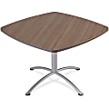 Iceberg iLand 29"H Square Hospitality Table - Square Top - Powder Coated Silver Base - 42" Table Top Length x 42" Table Top Width x 1.13" Table Top Thickness - 29" Height - Assembly Required - Laminated, Teak - Particleboard