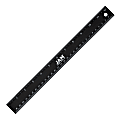 JAM Paper® Non-Skid Stainless-Steel Ruler, 12", Black 1 thumbnail image