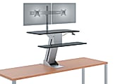 HON® Sit-To-Stand Desk Riser With Dual Monitor Arms, 19" x 31" x 32", Black/Silver 1 thumbnail image