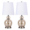 LumiSource Pearl Contemporary Accent Lamps, 18-3/4”H, White Shade/Amber Base, Set Of 2 Lamps