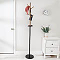 Honey Can Do Freestanding Coat Rack With Tree Design & Accessory Tray, 70-11/16”H x 11-1/4”W x 11-1/4”D, Black/Brown