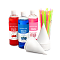 Nostalgia Electrics Premium 16 Oz Snow Cone Syrups, Cups and Spoon-Straws Party Kit
